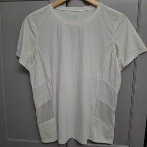 Lululemon COURT PLAY  SLEEVE Off White TOP  SZ 8 Mesh